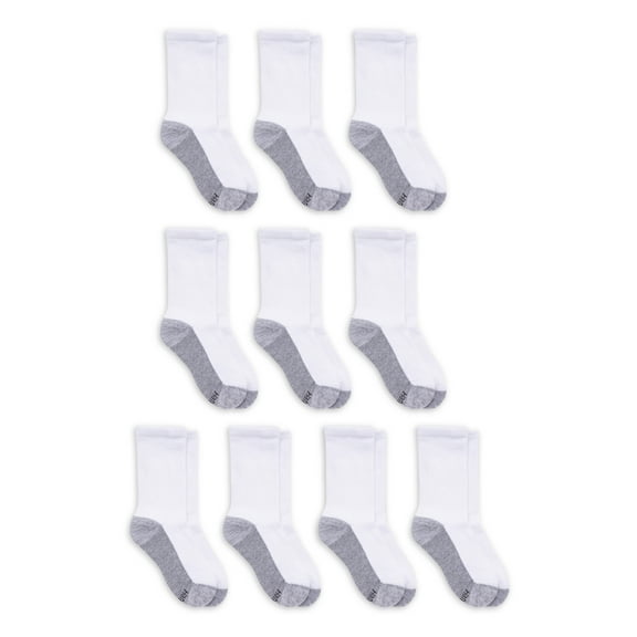 Hanes Boys Double Tough Durability Crew Socks, 10 Pack, Size Small - Large