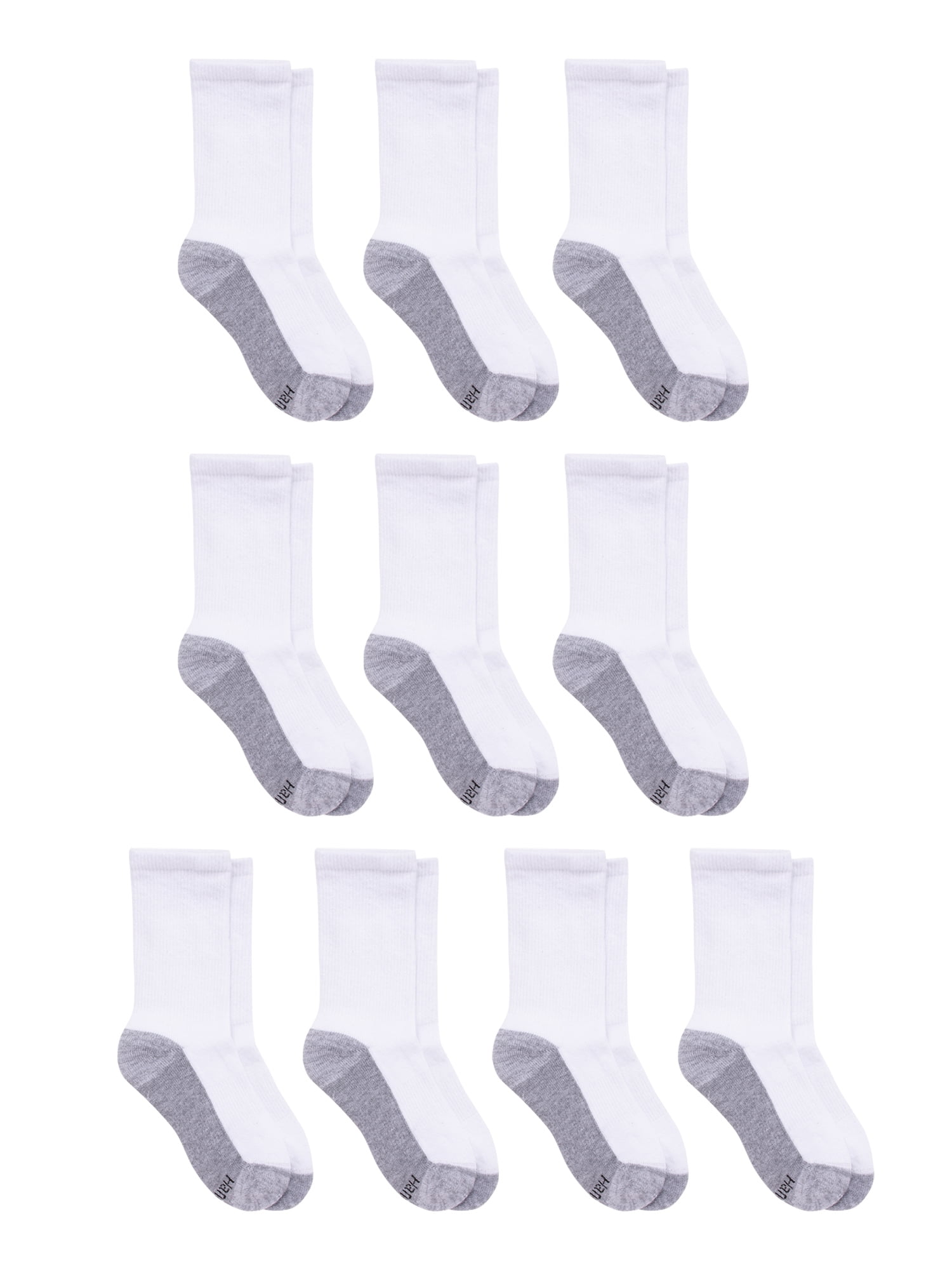 Hanes Boys Double Tough Durability Crew Socks, 10 Pack, Sizes S-L ...