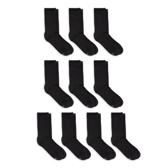 Hanes Boys Double Tough Durability Crew Socks, 10 Pack, Sizes S-L
