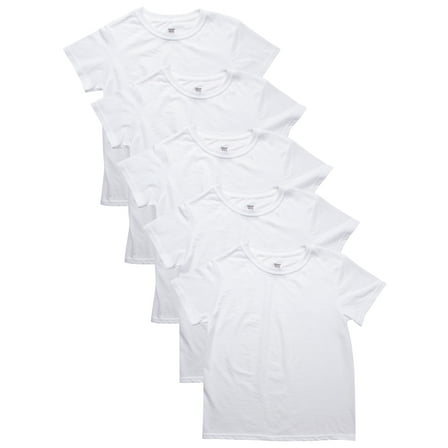 Hanes Boy' Ecosmart White Crew Undershirt Value Pack, 5-pack sizes S-XXL