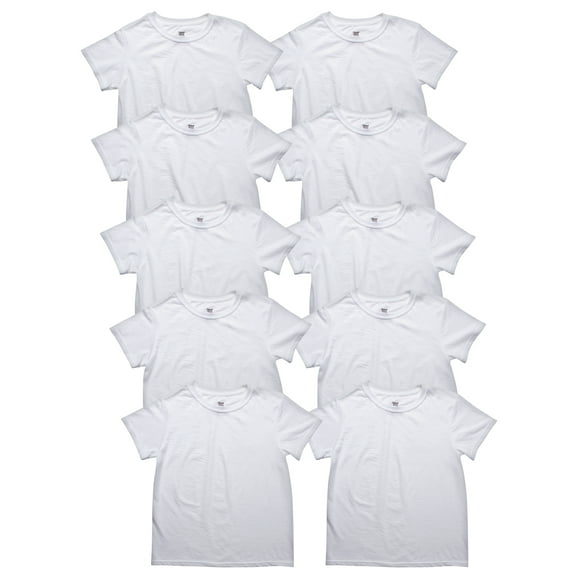 Hanes Boys Eco White Crew Undershirts, 10 Pack, Sizes S - XL