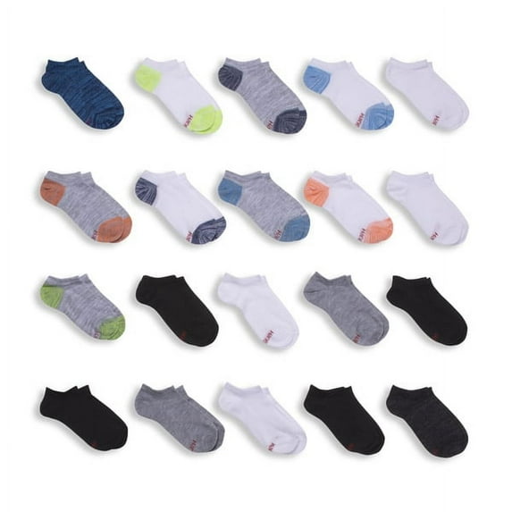 Hanes Boys Extreme Value 20 Pack Super No Show Socks, Size S-L