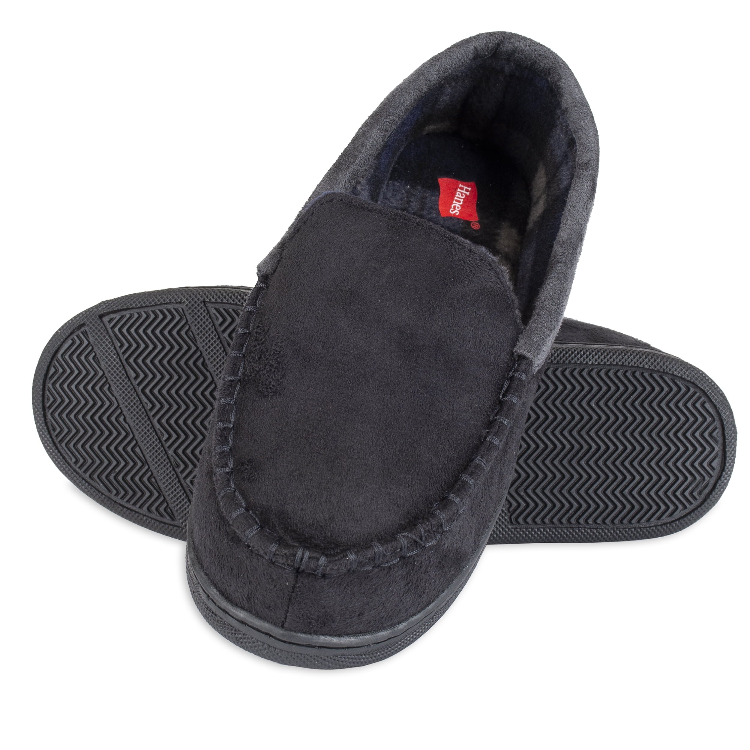 Hanes Boys Moccasin Slipper With Memory Foam Indoor Outdoor Sole