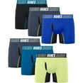 thumbnail image 1 of Hanes Boys' Moves Underwear Anti Chafe Boxer Briefs, 6-Pack Color-Black/Blue/Lime- Regular Leg, Size S-XL, 1 of 1
