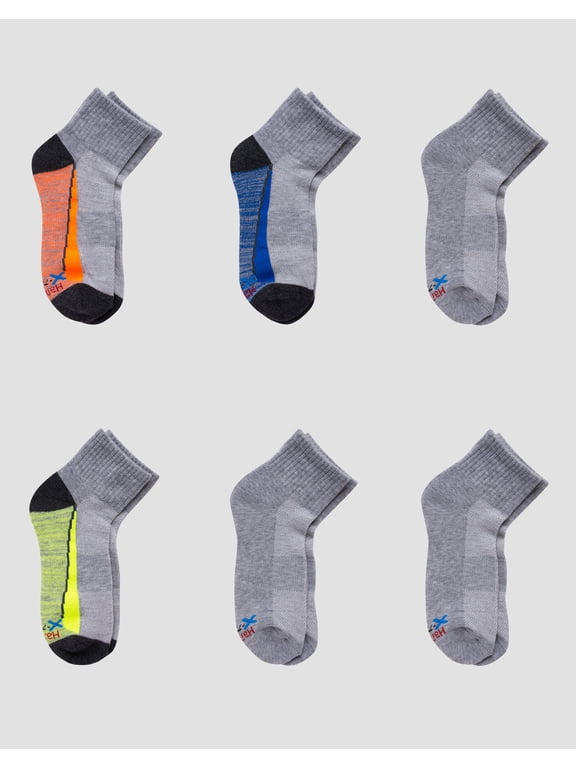 Boys' Performance Ankle Socks, X-Temp, 6-Pairs Grey M