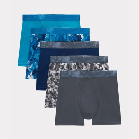 Hanes Moves Boys' Breathable Boxer Brief Underwear, X-Temp, Assorted Prints & Solids, 5-Pack XL