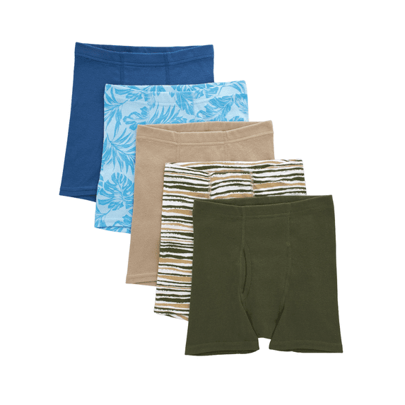 Hanes Boys Pure Comfort Underwear Boxer Briefs 5-Pack