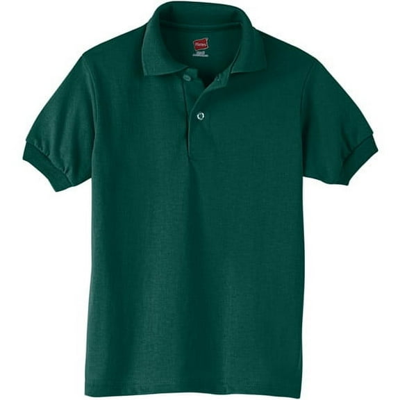 Hanes Boys School Uniform 4-18 EcoSmart Jersey Polo Shirt