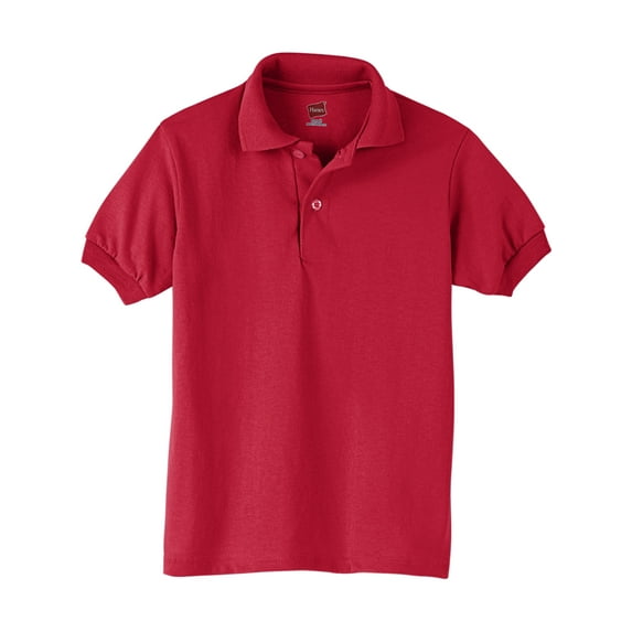 Hanes Boys School Uniform 4-18 EcoSmart Jersey Polo Shirt