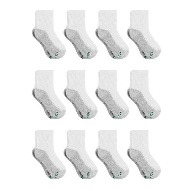 Hanes Boys Socks, 12 Pack Ankle Cushion Socks, Sizes S L