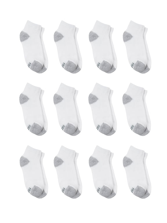 Boys Ankle Socks, 12 Pairs, Double Tough, Cushioned, Moisture-Wicking