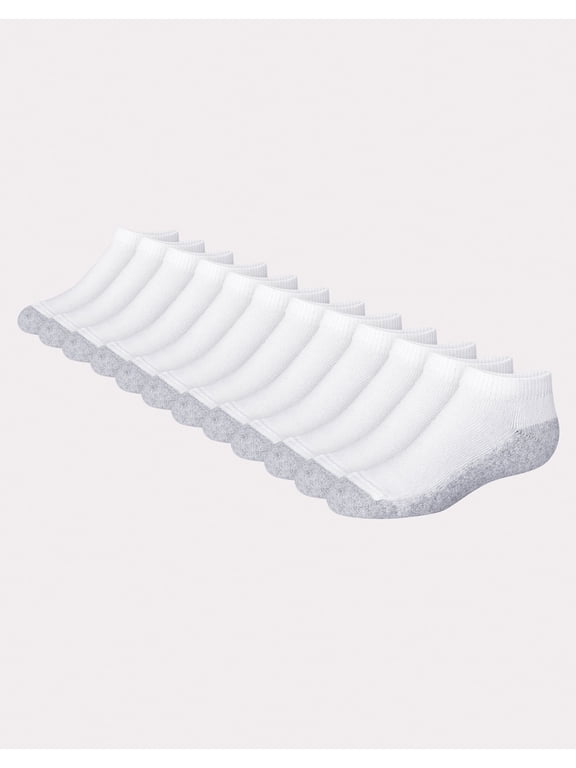 Double Tough Boys' Cushion No Show Socks, 12-Pairs White M
