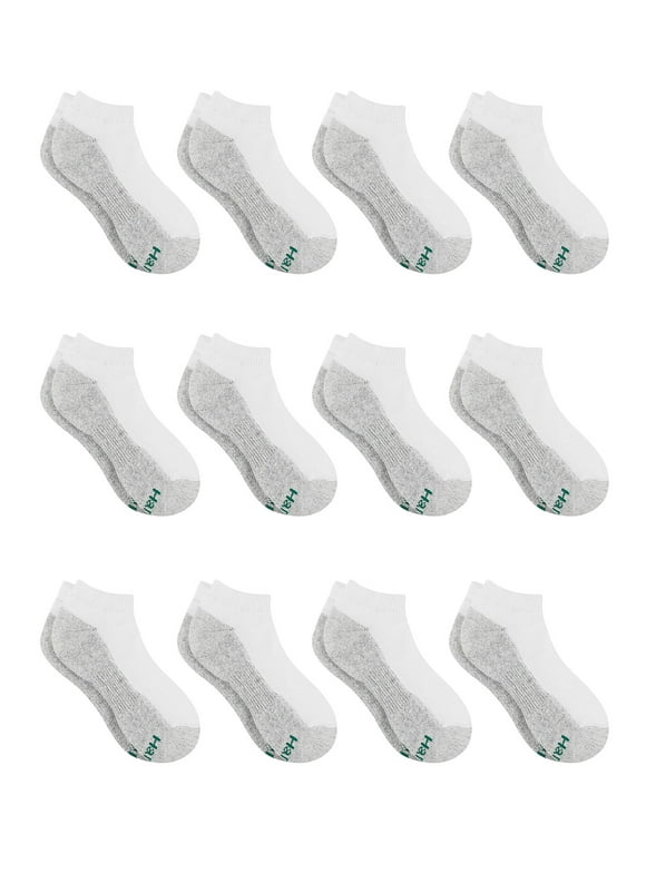 Hanes Boys Socks, 12 Pack No Show Cushion, Sizes S - L