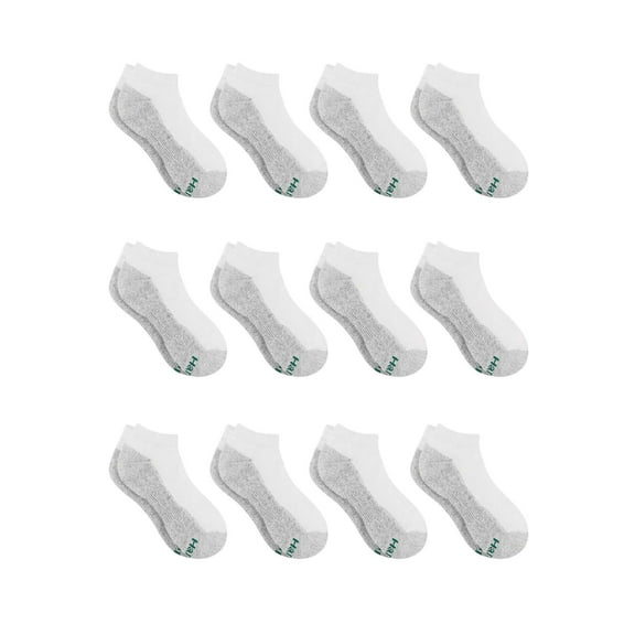 Hanes Boys No-Show Socks, 12-Pack, Double Tough Moisture-Wicking, Cushioned