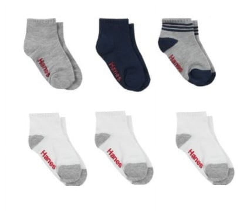 Hanes Boys' Toddler Ankle Socks 6Pack Gripper Foot Bottom Assorted