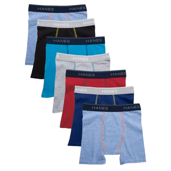 Hanes Boys Underwear, 7 Pack Tagless Boxer Briefs, Sizes S-XL