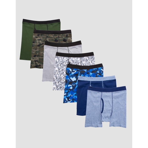 Hanes Comfortsoft Boys' Printed Boxer Briefs Pack, 7-Pack Assortment 1 M
