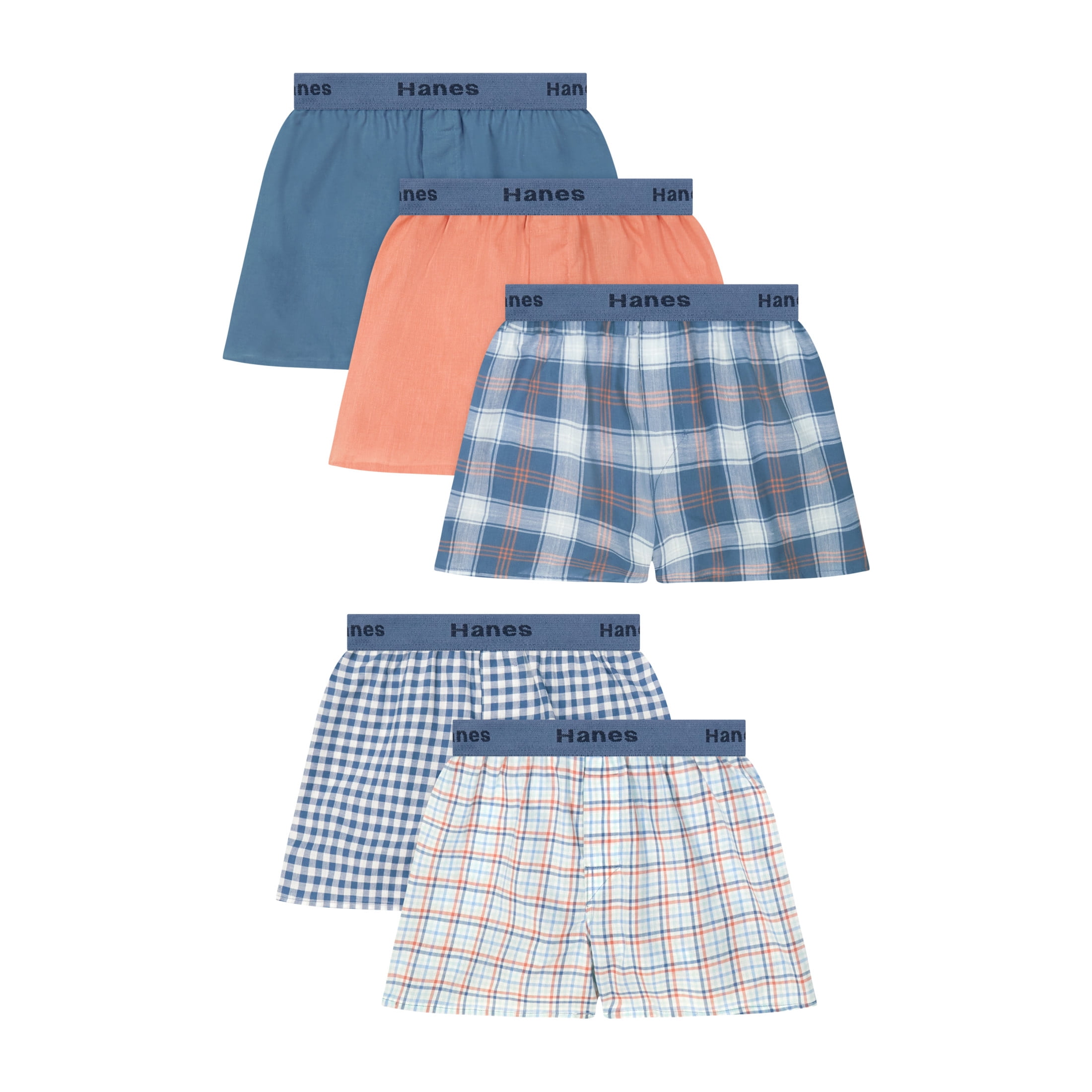 Hanes Boys Underwear Boxers Pack, 5-Pack, Cotton-Blend Boxers for Kids, Moisture-Wicking