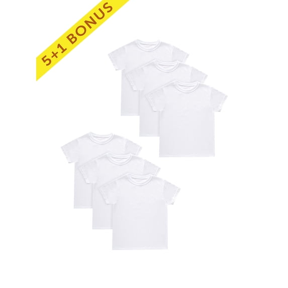 Hanes Boys' White Crew T-Shirt Undershirts, 5+1 Bonus Pack