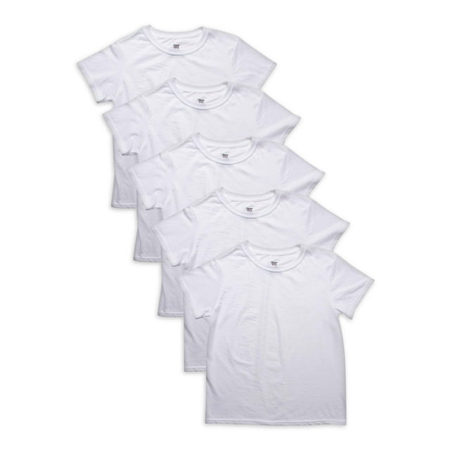 Hanes Boys' White Crew TShirt Undershirts, 5Pack