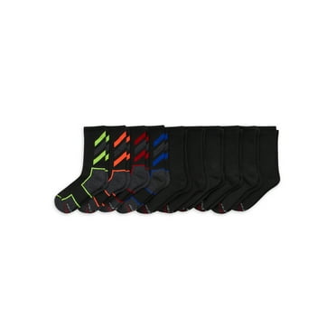 Hanes Boys' X-Temp Performance Crew Socks, 10 Pack