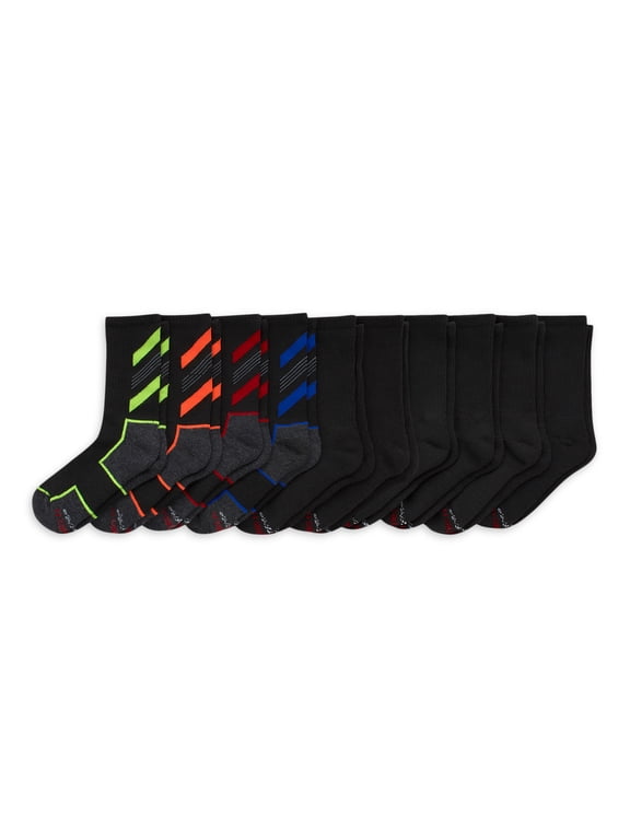 Boys' X-Temp Performance Crew Socks, 10 Pack