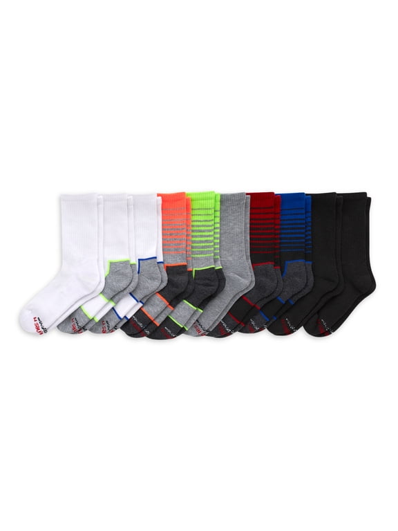 Boys' X-Temp Performance Crew Socks, 10 Pack