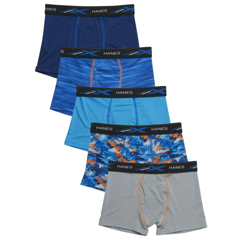 Hanes Boys' X-Temp Stretch Boxer Brief Underwear, 5-Pack, Sizes S-XXL 