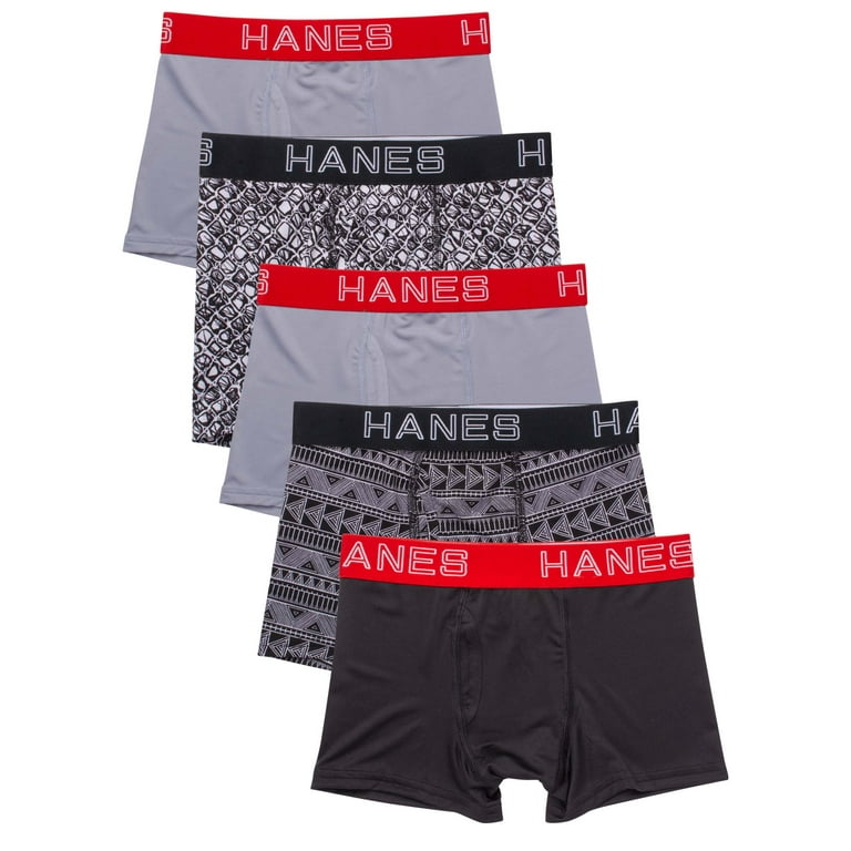 Hanes Boys' X-Temp Stretch Boxer Brief Underwear, 5-Pack, Sizes S-XXL