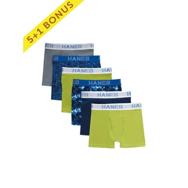Hanes Boys' X-Temp Stretch Underwear Boxer Briefs, 5+1 Bonus Pack