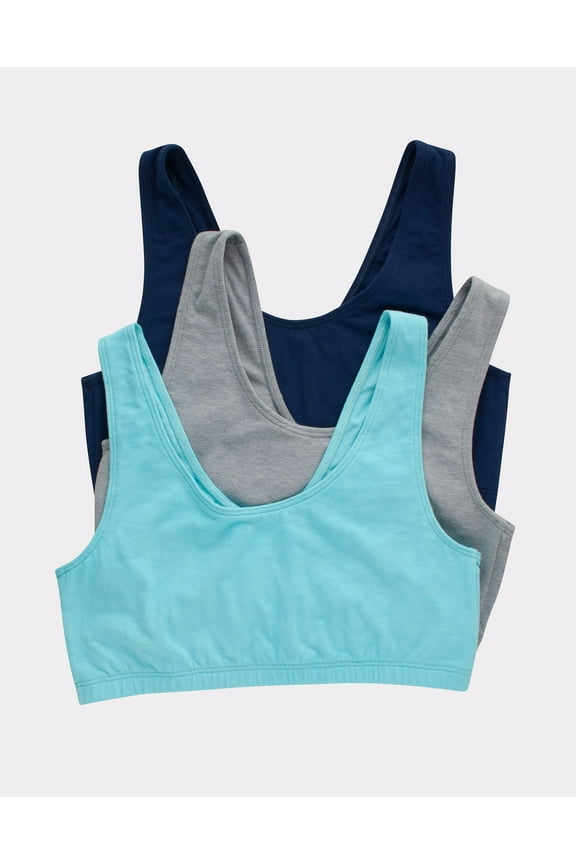 Bralette 3-Pack Women's Bra Cotton Scoopneck Crop Sports Low Impact HFA002