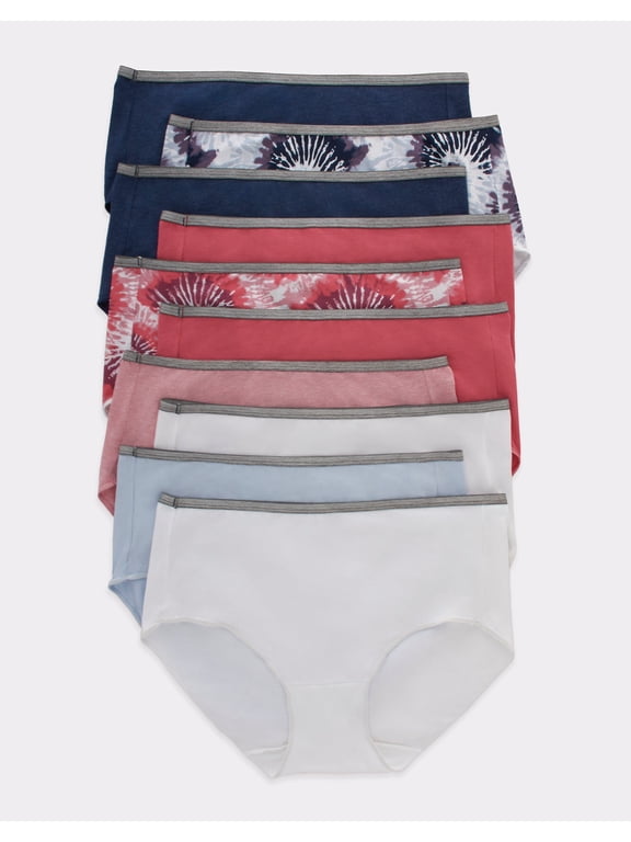 Brief Womens 10-Pack Panties Underwear Breathable Cotton Stretch Cool 6-10