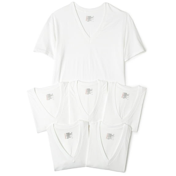 Hanes Classics Men's Classics 6-Pack V-Neck T-Shirt Value Pack,6-Pack White,X-Large