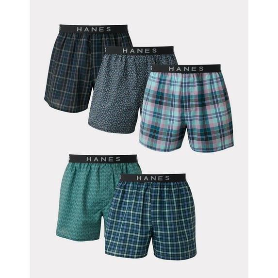 Hanes Mens Boxer 5 Pack  Classics  Comfort Flex Cotton Waistband Underwear TAGLESS