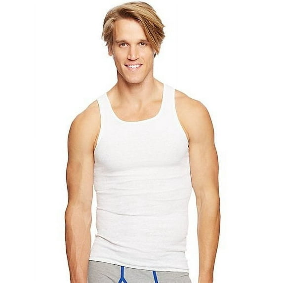 Hanes Classics Men's Traditional Fit ComfortSoft TAGLESS Ribbed A-Shirt 2X-4X, 3-Pack