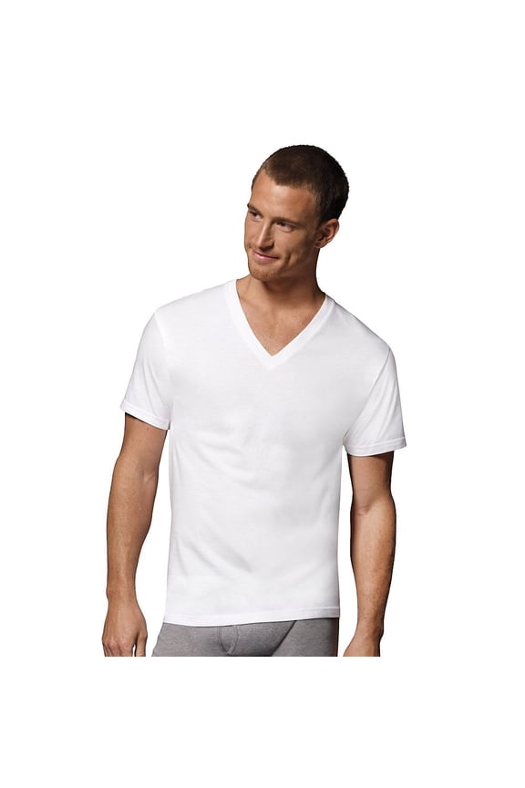 Classics Men's Traditional Fit ComfortSoft TAGLESS V-Neck Undershirt 3-Pack, 3XL-White