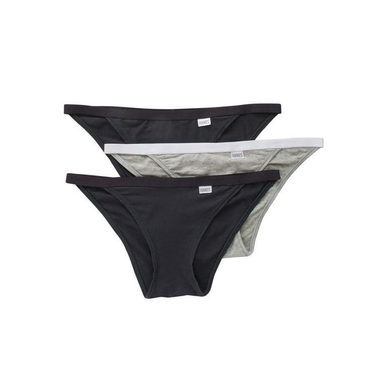 Women's Hanes 45UOBB Cotton Blend Boxer Brief Panty - 3 Pack  (Heather/Stripe/Black XL)