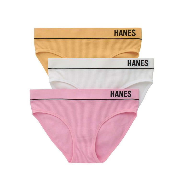 Hanes Classics Womens Seamless Retro Rib Bikini , 3 Pack 