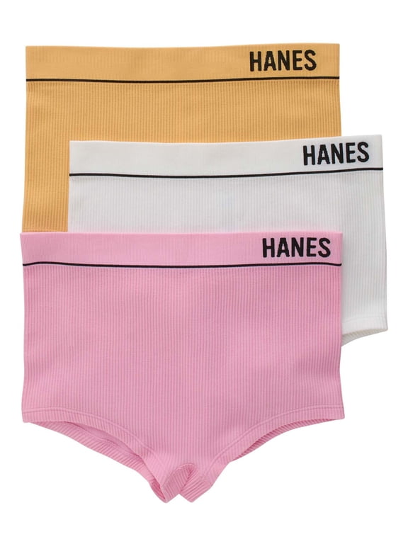 Hanes Classics Retro Rib Boyfit , 3 Pack