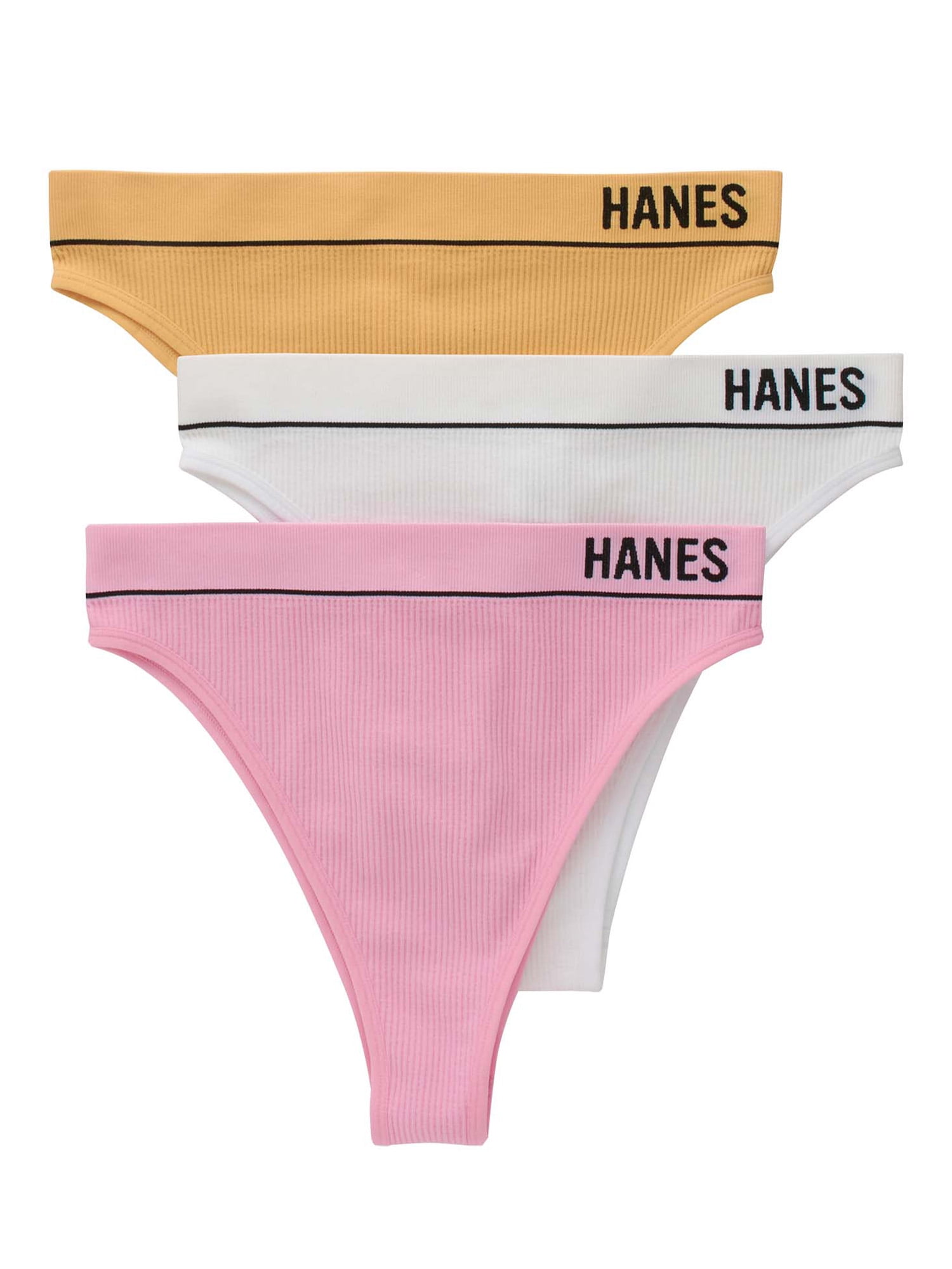 Hanes Originals Women's Seamless Rib Hi-Rise Cheeky Underwear, 3-Pack 
