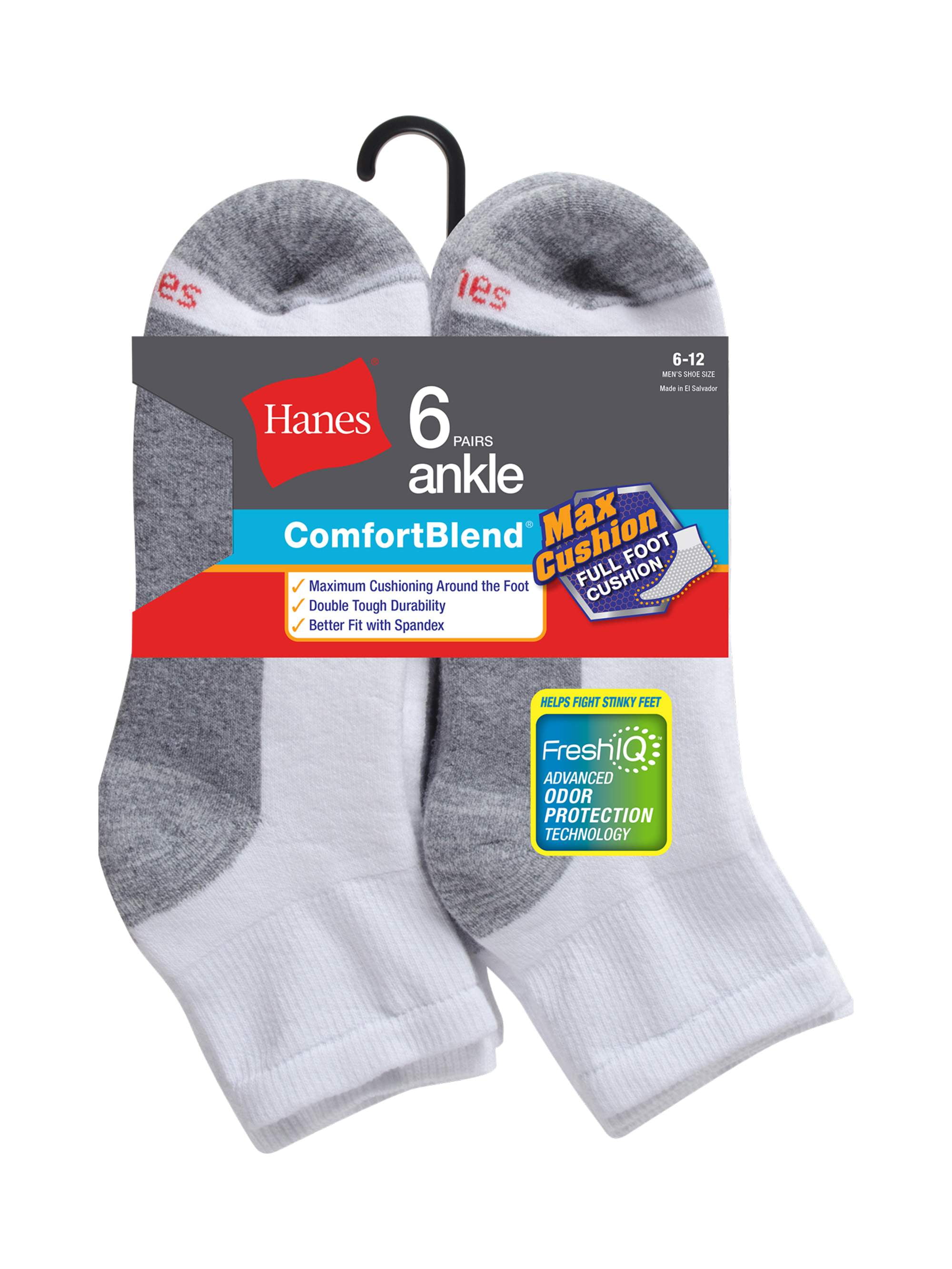 Hanes Comfort Blend Ankle Socks, 6 Pack