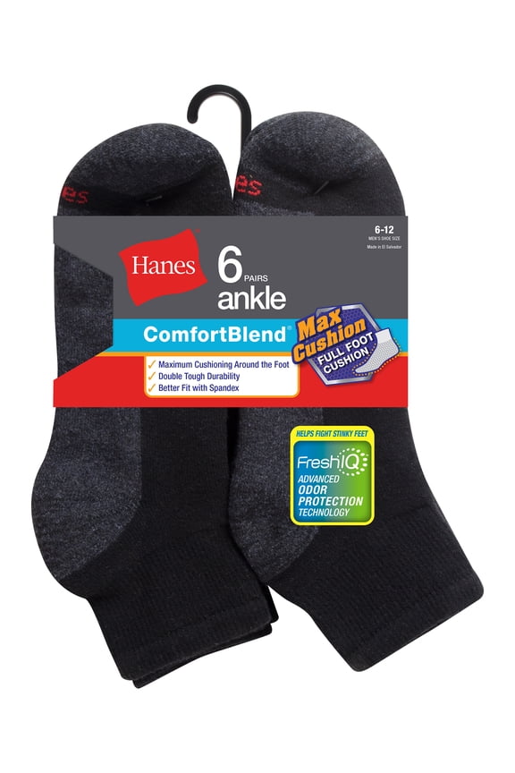 Comfort Blend Ankle Socks, 6 Pack