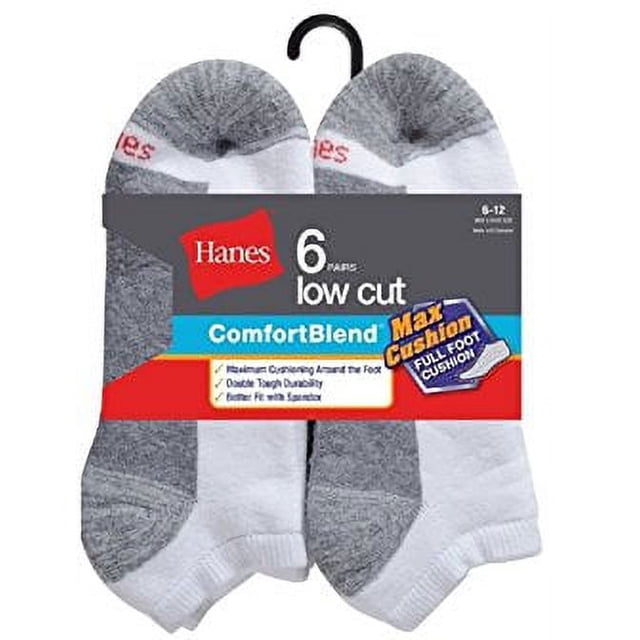 Hanes Comfort Blend Low Cut Socks, 6 Pack
