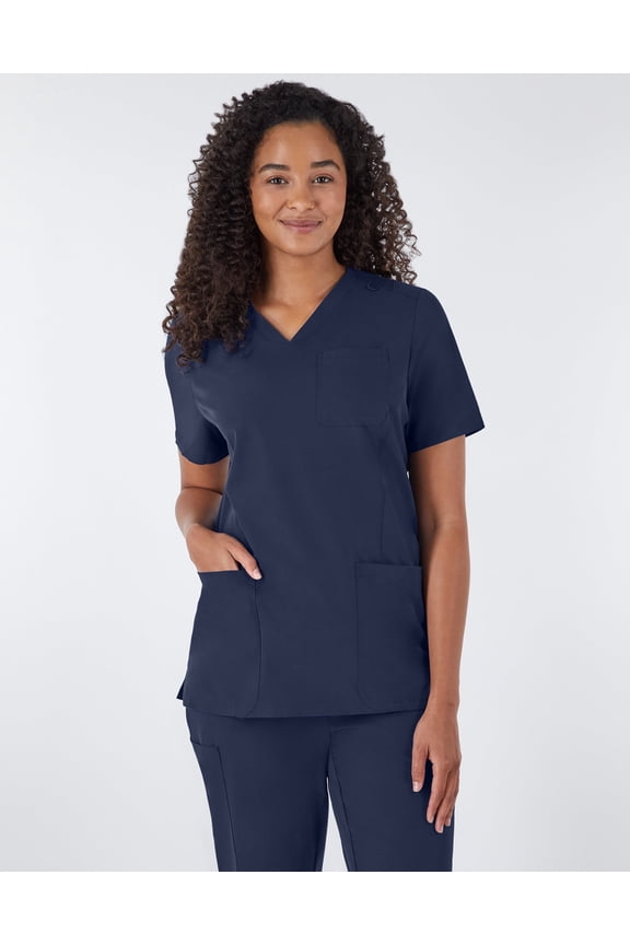 Comfort Fit Scrubs Women's Rib Back Scrub Top Athletic Navy S