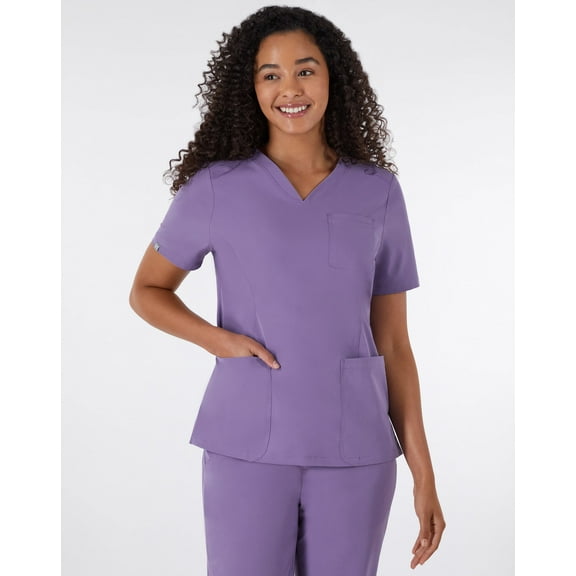 Hanes Comfort Fit Scrubs Women's Rib Back Scrub Top Soft Plum L
