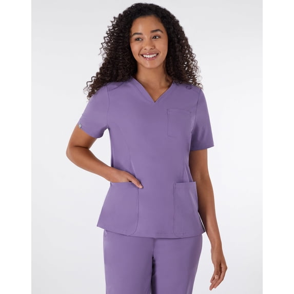 Hanes Comfort Fit Scrubs Women's Rib Back Scrub Top Soft Plum S