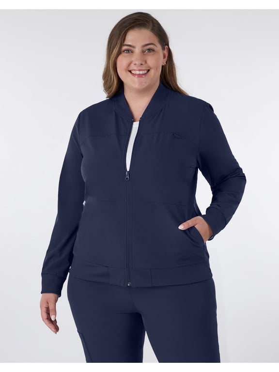 Comfort Fit Scrubs Women's Scrub Bomber Jacket Athletic Navy L