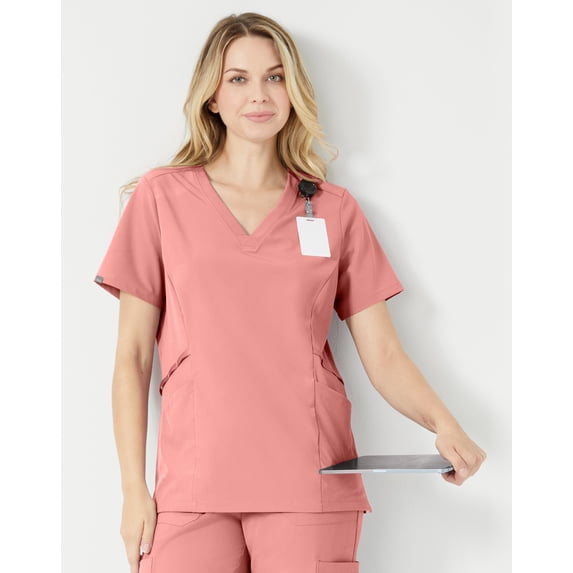 Hanes Comfort Fit Scrubs Women's Scrub Top Rose Ranch Pink S