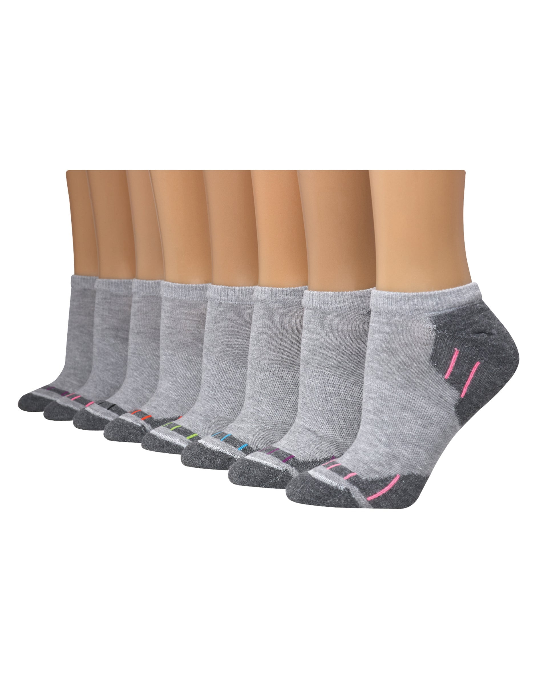 Hanes Comfort Fit Women's No-Show Socks, 6-Pairs Assorted Grey 5-9