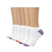 Hanes Comfort Fit Women's No-Show Socks, 6-Pairs Assorted White/Colors 8-12
